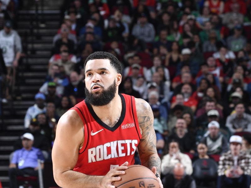 HOUSTON, TX - JANUARY 3: Fred VanVleet #5 of the Houston Rockets handles the ball during the game against the Boston Celtics  on January 3, 2025 at the Toyota Center in Houston, Texas. NOTE TO USER: User expressly acknowledges and agrees that, by downloading and or using this photograph, User is consenting to the terms and conditions of the Getty Images License Agreement. Mandatory Copyright Notice: Copyright 2025 NBAE (Photo by Logan Riely/NBAE via Getty Images)