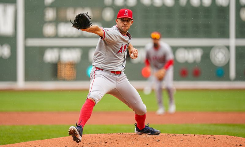 Apr 14, 2024; Boston, Massachusetts, USA; Los Angeles Angels pitcher Tyler Anderson (31) throws a pitch against the Boston Red Sox in the first inning at Fenway Park. Mandatory Credit: David Butler II-USA TODAY Sports
