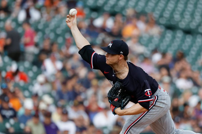 Aug 8, 2023; Detroit, Michigan, USA;  Minnesota Twins starting pitcher Sonny Gray (54) pitches in the first inning against the Detroit Tigres at Comerica Park. Mandatory Credit: Rick Osentoski-USA TODAY Sports
