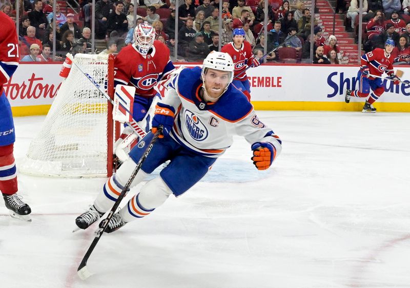 Jan 13, 2024; Montreal, Quebec, CAN; Edmonton Oilers forward Connor McDavid (97) during the first period of the game against the Montreal Canadiens at the Bell Centre. Mandatory Credit: Eric Bolte-USA TODAY Sports