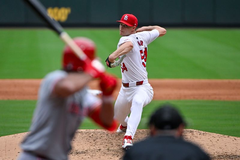 Sep 12, 2024; St. Louis, Missouri, USA;  St. Louis Cardinals starting pitcher Sonny Gray (54) pitches against Cincinnati Reds pinch hitter Amed Rosario (38) during the sixth inning at Busch Stadium. Mandatory Credit: Jeff Curry-Imagn Images