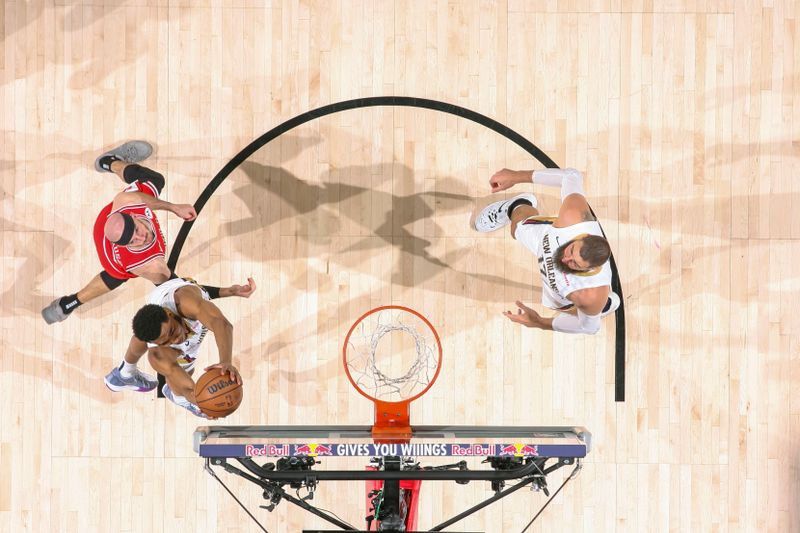 NEW ORLEANS, LA - FEBRUARY 25: Trey Murphy III #25 of the New Orleans Pelicans drives to the basket during the game against the Chicago Bulls on February 25, 2024 at the Smoothie King Center in New Orleans, Louisiana. NOTE TO USER: User expressly acknowledges and agrees that, by downloading and or using this Photograph, user is consenting to the terms and conditions of the Getty Images License Agreement. Mandatory Copyright Notice: Copyright 2024 NBAE (Photo by Layne Murdoch Jr./NBAE via Getty Images)