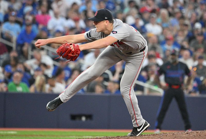 Jun 17, 2024; Toronto, Ontario, CAN;  Boston Red Sox starting pitcher Nick Pivetta (37) delivers a pitch against the Toronto Blue Jays in the sixth inning at Rogers Centre. Mandatory Credit: Dan Hamilton-USA TODAY Sports