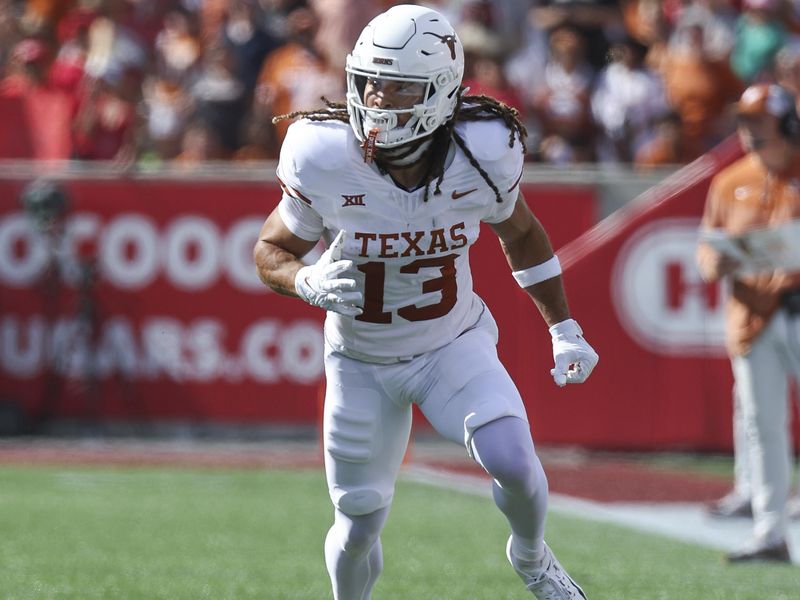 Oct 21, 2023; Houston, Texas, USA; Texas Longhorns wide receiver Jordan Whittington (13) in action during the game against the Houston Cougars at TDECU Stadium. Mandatory Credit: Troy Taormina-USA TODAY Sports