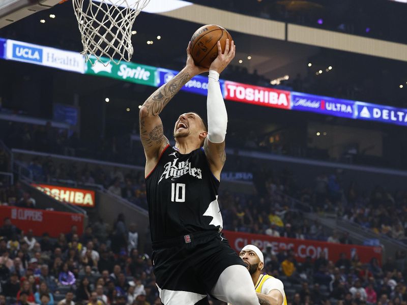 LOS ANGELES, CALIFORNIA - FEBRUARY 28:  Daniel Theis #10 of the LA Clippers takes a shot against the Los Angeles Lakers in the first half at Crypto.com Arena on February 28, 2024 in Los Angeles, California.  NOTE TO USER: User expressly acknowledges and agrees that, by downloading and/or using this photograph, user is consenting to the terms and conditions of the Getty Images License Agreement.  (Photo by Ronald Martinez/Getty Images)