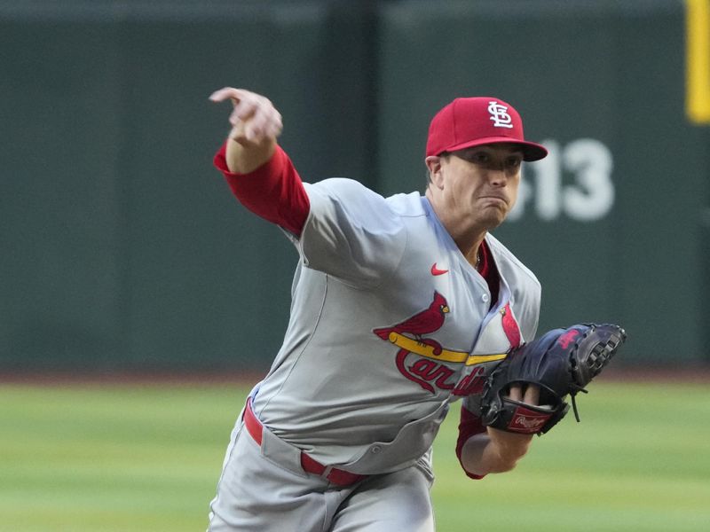 Apr 13, 2024; Phoenix, Arizona, USA; St. Louis Cardinals starting pitcher Kyle Gibson (44) throws against the Arizona Diamondbacks in the first inning at Chase Field. Mandatory Credit: Rick Scuteri-USA TODAY Sports