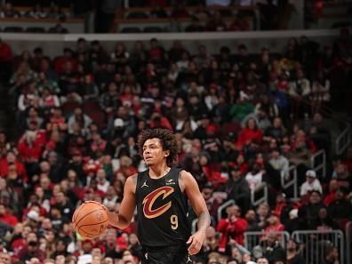 MILWAUKEE, WI - DECEMBER 23: Craig Porter #9 of the Cleveland Cavaliers dribbles the ball during the game against the Chicago Bulls on December 23, 2023 at the Fiserv Forum Center in Milwaukee, Wisconsin. NOTE TO USER: User expressly acknowledges and agrees that, by downloading and or using this Photograph, user is consenting to the terms and conditions of the Getty Images License Agreement. Mandatory Copyright Notice: Copyright 2023 NBAE (Photo by Gary Dineen/NBAE via Getty Images).