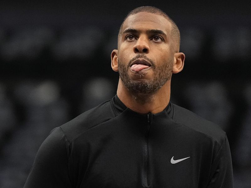 DALLAS, TEXAS - APRIL 05: Chris Paul #3 of the Golden State Warriors warms up before the game against the Dallas Mavericks at American Airlines Center on April 05, 2024 in Dallas, Texas. NOTE TO USER: User expressly acknowledges and agrees that, by downloading and or using this photograph, User is consenting to the terms and conditions of the Getty Images License Agreement. (Photo by Sam Hodde/Getty Images)