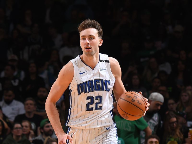 BOSTON, MA - APRIL 29:   Franz Wagner #22 of the Orlando Magic dribbles the ball during the game against the Boston Celtics during Round 1 Game 5 of the 2025 NBA Playoffs on April 29, 2025 at TD Garden in Boston, Massachusetts. NOTE TO USER: User expressly acknowledges and agrees that, by downloading and/or using this Photograph, user is consenting to the terms and conditions of the Getty Images License Agreement. Mandatory Copyright Notice: Copyright 2025 NBAE (Photo by Brian Babineau/NBAE via Getty Images)