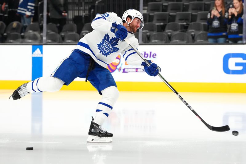 Feb 22, 2024; Las Vegas, Nevada, USA; Toronto Maple Leafs defenseman TJ Brodie (78) warms up before a game against the Vegas Golden Knights at T-Mobile Arena. Mandatory Credit: Stephen R. Sylvanie-USA TODAY Sports