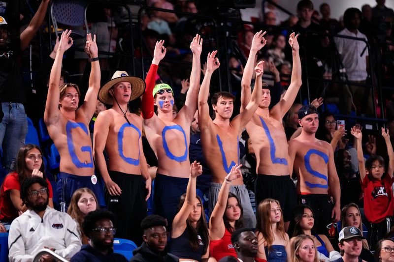 Jan 2, 2024; Boca Raton, Florida, USA; Florida Atlantic Owls fans watch a game against the East Carolina Pirates at Eleanor R. Baldwin Arena. Mandatory Credit: Rich Storry-USA TODAY Sports