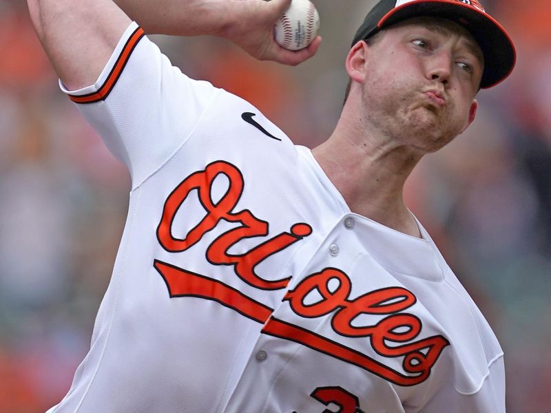 Jul 16, 2023; Baltimore, Maryland, USA; Baltimore Orioles pitcher Kyle Bradish (39) delivers in the first inning against the Miami Marlins at Oriole Park at Camden Yards. Mandatory Credit: Mitch Stringer-USA TODAY Sports