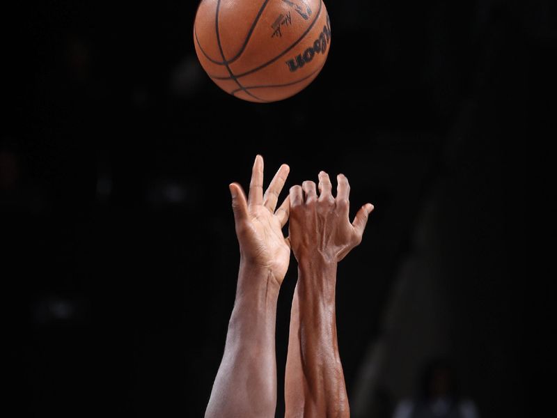 BROOKLYN, NY - MARCH 2: Tip-off during the game between the Atlanta Hawks and the Brooklyn Nets on March 2, 2024 at Barclays Center in Brooklyn, New York. NOTE TO USER: User expressly acknowledges and agrees that, by downloading and or using this Photograph, user is consenting to the terms and conditions of the Getty Images License Agreement. Mandatory Copyright Notice: Copyright 2024 NBAE (Photo by Nathaniel S. Butler/NBAE via Getty Images)