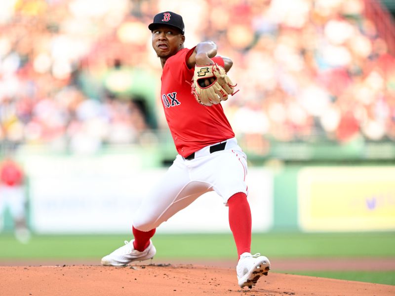 Jul 26, 2024; Boston, Massachusetts, USA; Boston Red Sox pitcher Brayan Bello (66) pitches against the New York Yankees during the first inning at Fenway Park. Mandatory Credit: Brian Fluharty-USA TODAY Sports