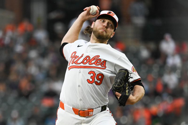 May 29, 2024; Baltimore, Maryland, USA;  Baltimore Orioles starting pitcher Corbin Burnes (39) delivers a second inning pitch against the Boston Red Sox at Oriole Park at Camden Yards. Mandatory Credit: Tommy Gilligan-USA TODAY Sports