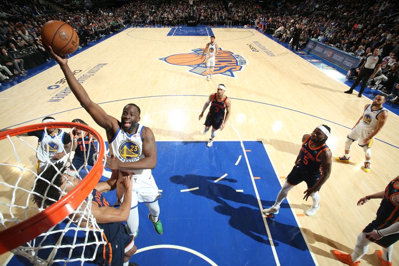 NEW YORK, NY - FEBRUARY 29: Draymond Green #23 of the Golden State Warriors drives to the basket during the game against the New York Knicks on January 29, 2024 at Madison Square Garden in New York City, New York.  NOTE TO USER: User expressly acknowledges and agrees that, by downloading and or using this photograph, User is consenting to the terms and conditions of the Getty Images License Agreement. Mandatory Copyright Notice: Copyright 2024 NBAE  (Photo by Nathaniel S. Butler/NBAE via Getty Images)