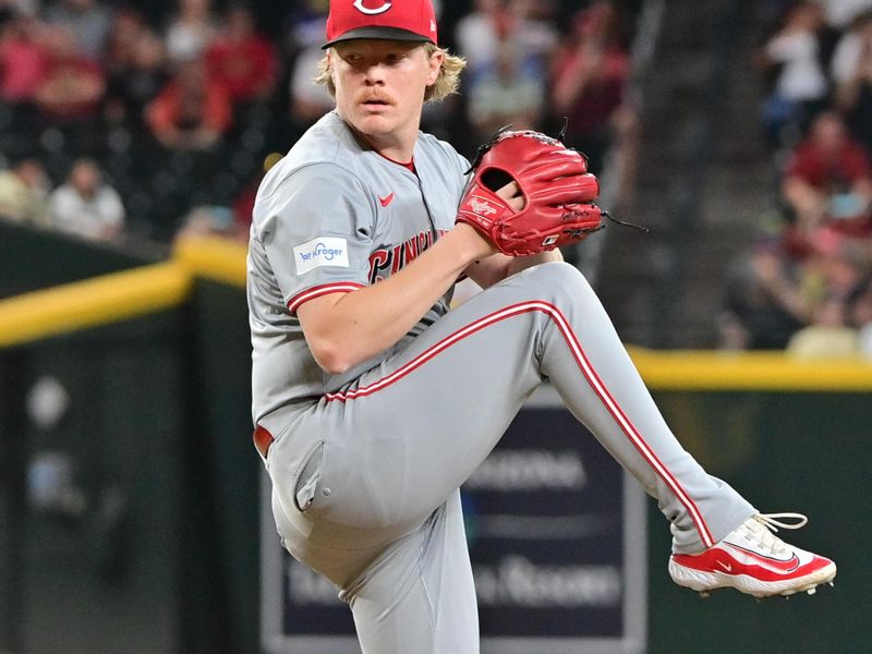 May 15, 2024; Phoenix, Arizona, USA;  Cincinnati Reds pitcher Andrew Abbott (41) throws in the first inning against the Arizona Diamondbacks at Chase Field. Mandatory Credit: Matt Kartozian-USA TODAY Sports