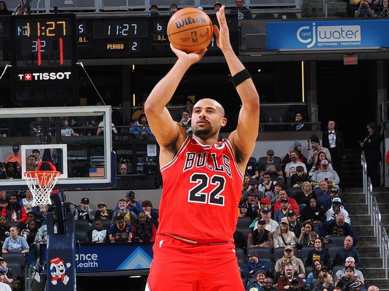 INDIANAPOLIS, IN - MARCH 2: Talen Horton-Tucker #22 of the Chicago Bulls shoots a three point basket during the game against the Indiana Pacers on March 2, 2025 at Gainbridge Fieldhouse in Indianapolis, Indiana. NOTE TO USER: User expressly acknowledges and agrees that, by downloading and or using this Photograph, user is consenting to the terms and conditions of the Getty Images License Agreement. Mandatory Copyright Notice: Copyright 2025 NBAE (Photo by Ron Hoskins/NBAE via Getty Images)