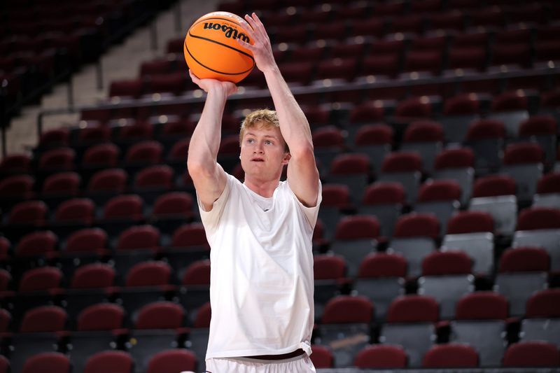 Dec 6, 2023; College Station, Texas, USA; Texas A&M Aggies guard Hayden Hefner (2) warms up prior to the game against the DePaul Blue Demons at Reed Arena. Mandatory Credit: Erik Williams-USA TODAY Sports