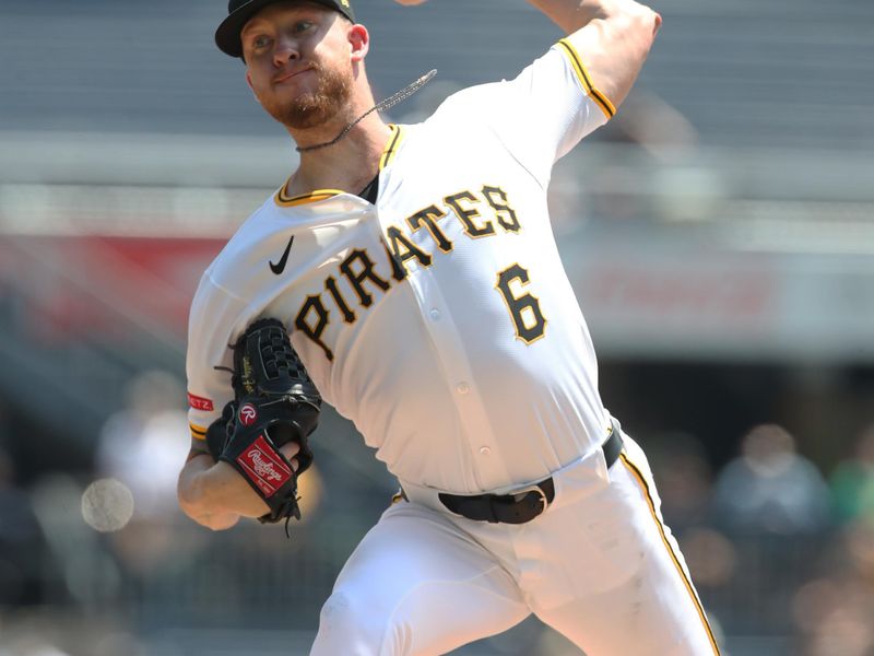 Jul 23, 2025; Pittsburgh, Pennsylvania, USA; Pittsburgh Pirates starting pitcher Bailey Falter (6) delivers pitch against the Detroit Tigers during the first inning at PNC Park. Mandatory Credit: Charles LeClaire-Imagn Images Jul 23, 2025; Pittsburgh, Pennsylvania, USA; Pittsburgh Pirates starting pitcher Bailey Falter (6) delivers pitch against the Detroit Tigers during the first inning at PNC Park. Mandatory Credit: Charles LeClaire-Imagn Images