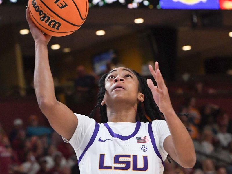 Mar 4, 2023; Greenville, SC, USA; LSU guard Alexis Morris (45) scores against Tennessee during the second quarter at Bon Secours Wellness Arena. Mandatory Credit: Ken Ruinard-USA TODAY Sports