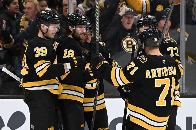 Nov 11, 2025; Boston, Massachusetts, USA; Boston Bruins center Pavel Zacha (18) celebrates with his teammates after scoring a goal against the Toronto Maple Leafs during the first period at the TD Garden. Mandatory Credit: Brian Fluharty-Imagn Images Nov 11, 2025; Boston, Massachusetts, USA; Boston Bruins center Pavel Zacha (18) celebrates with his teammates after scoring a goal against the Toronto Maple Leafs during the first period at the TD Garden. Mandatory Credit: Brian Fluharty-Imagn Images