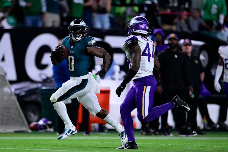 Philadelphia Eagles' D'Andre Swift during an NFL football game against the Minnesota Vikings, Thursday, Sept. 14, 2023, in Philadelphia. (AP Photo/Derik Hamilton)