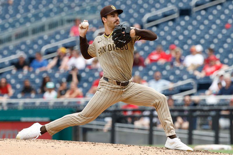 Jul 25, 2024; Washington, District of Columbia, USA; San Diego Padres starting pitcher Dylan Cease (84) pitches against the Washington Nationals during the third inning  at Nationals Park. Mandatory Credit: Geoff Burke-USA TODAY Sports