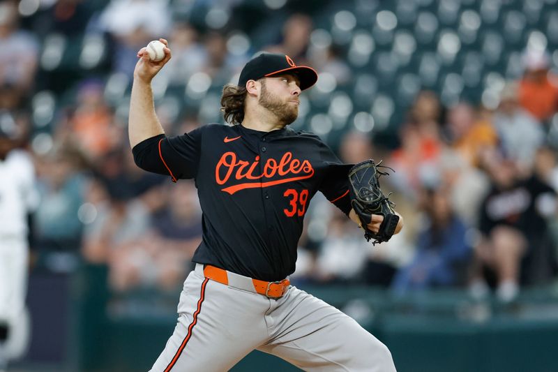 May 24, 2024; Chicago, Illinois, USA; Baltimore Orioles starting pitcher Corbin Burnes (39) delivers a pitch against the Chicago White Sox during the first inning at Guaranteed Rate Field. Mandatory Credit: Kamil Krzaczynski-USA TODAY Sports