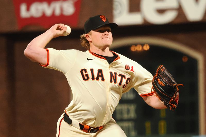 Jul 31, 2024; San Francisco, California, USA; San Francisco Giants starting pitcher Logan Webb (62) pitches against the Oakland Athletics during the ninth inning at Oracle Park. Mandatory Credit: Kelley L Cox-USA TODAY Sports