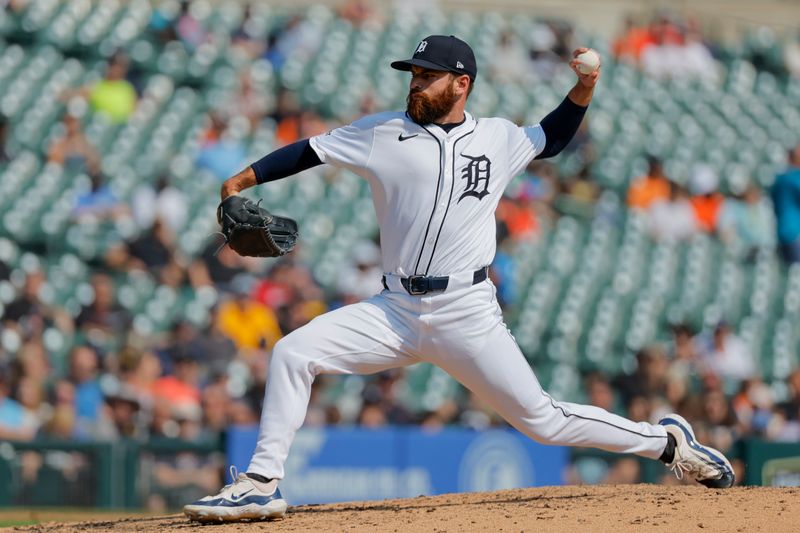 Sep 12, 2024; Detroit, Michigan, USA;  Detroit Tigers pitcher Sean Guenther (73) pitches in the seventh inning against the Colorado Rockies at Comerica Park. Mandatory Credit: Rick Osentoski-Imagn Images