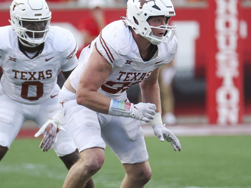 Oct 21, 2023; Houston, Texas, USA; Texas Longhorns defensive end Ethan Burke (91) in action during the game against the Houston Cougars at TDECU Stadium. Mandatory Credit: Troy Taormina-USA TODAY Sports