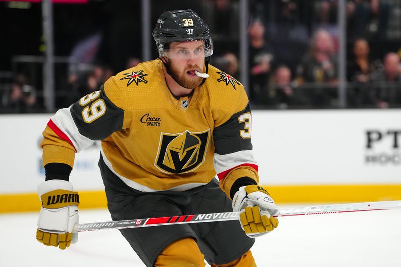 Mar 19, 2024; Las Vegas, Nevada, USA; Vegas Golden Knights right wing Anthony Mantha (39) skates against the Tampa Bay Lightning during the second period at T-Mobile Arena. Mandatory Credit: Stephen R. Sylvanie-USA TODAY Sports