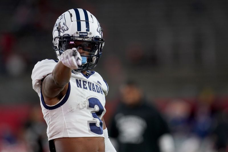 Sep 30, 2023; Fresno, California, USA; Nevada Wolf Pack wide receiver Jamaal Bell (3) stands on the field before the start of the game against the Fresno State Bulldogs at Valley Children's Stadium. Mandatory Credit: Cary Edmondson-USA TODAY Sports