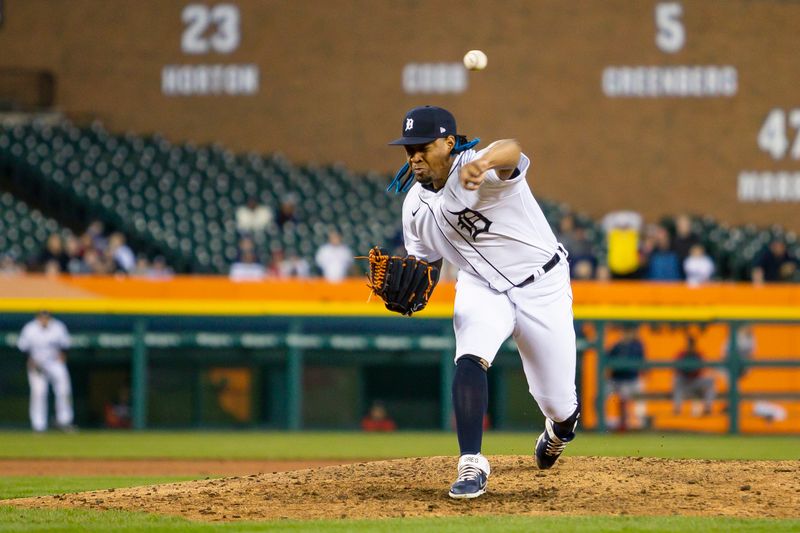 Apr 11, 2022; Detroit, Michigan, USA; Detroit Tigers starting pitcher Gregory Soto (65) pitches during the ninth inning against the Boston Red Sox at Comerica Park. Mandatory Credit: Raj Mehta-USA TODAY Sports