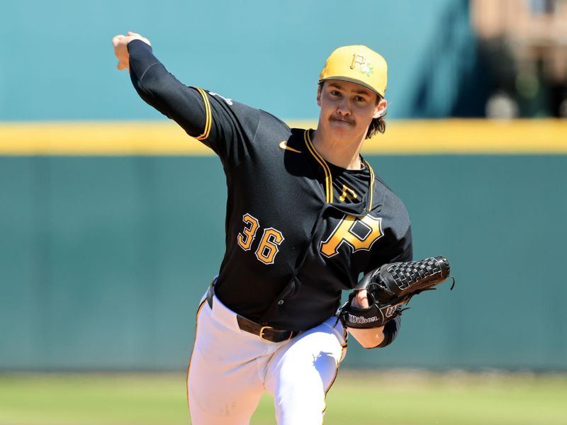 Feb 23, 2026; Bradenton, Florida, USA; Pittsburgh Pirates pitcher Bubba Chandler (36) throws a pitch during the first inning against the New York Yankees  at LECOM Park. Mandatory Credit: Kim Klement Neitzel-Imagn Images