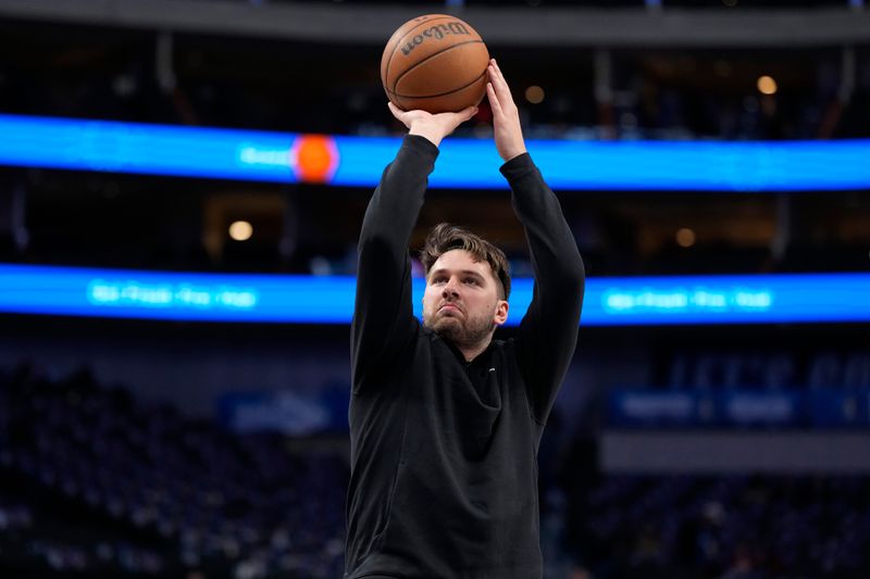 DALLAS, TEXAS - FEBRUARY 03: Luka Doncic #77 of the Dallas Mavericks warms up before a game against the Milwaukee Bucks at American Airlines Center on February 03, 2024 in Dallas, Texas. NOTE TO USER: User expressly acknowledges and agrees that, by downloading and or using this photograph, User is consenting to the terms and conditions of the Getty Images License Agreement. (Photo by Sam Hodde/Getty Images)