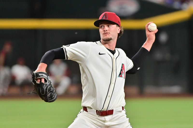 May 1, 2024; Phoenix, Arizona, USA;  Arizona Diamondbacks pitcher Blake Walston (48) throws in the fourth inning against the Los Angeles Dodgers at Chase Field. Mandatory Credit: Matt Kartozian-USA TODAY Sports