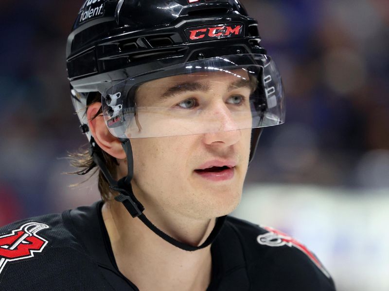 Mar 28, 2026; Buffalo, New York, USA;  Buffalo Sabres center Ryan McLeod (71) during a stoppage in play against the Seattle Kraken at KeyBank Center. Mandatory Credit: Timothy T. Ludwig-Imagn Images
