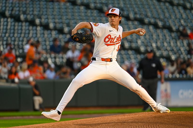 Sep 3, 2024; Baltimore, Maryland, USA;  Baltimore Orioles pitcher Cade Povich (37) throws a first inning pitch against the Chicago White Sox at Oriole Park at Camden Yards. Mandatory Credit: Tommy Gilligan-Imagn Images