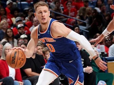 NEW ORLEANS, LA - OCTOBER 28: Donte Divincenzo #0 of the New York Knicks drives to the basket during the game against the New Orleans Pelicans on October 28, 2023 at the Smoothie King Center in New Orleans, Louisiana. NOTE TO USER: User expressly acknowledges and agrees that, by downloading and or using this Photograph, user is consenting to the terms and conditions of the Getty Images License Agreement. Mandatory Copyright Notice: Copyright 2023 NBAE (Photo by Layne Murdoch Jr./NBAE via Getty Images)