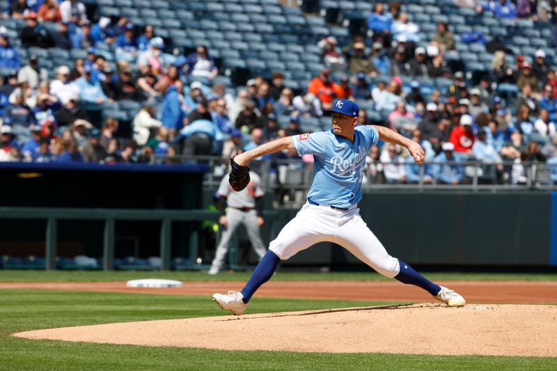 Apr 6, 2025; Kansas City, Missouri, USA;  Kansas City Royals pitcher Kris Bubic (50) starts for Kansas City against  the Baltimore Orioles at Kauffman Stadium. Mandatory Credit: Gary Rohman-Imagn Images