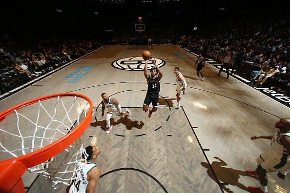 BROOKLYN, NY - DECEMBER 27: Cam Thomas #24 of the Brooklyn Nets shoots the ball during the game against the Milwaukee Bucks on December 27, 2023 at Barclays Center in Brooklyn, New York. NOTE TO USER: User expressly acknowledges and agrees that, by downloading and or using this Photograph, user is consenting to the terms and conditions of the Getty Images License Agreement. Mandatory Copyright Notice: Copyright 2023 NBAE (Photo by Nathaniel S. Butler/NBAE via Getty Images)