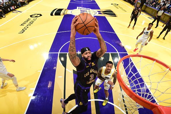 LOS ANGELES, CA - NOVEMBER 21:  Anthony Davis #3 of the Los Angeles Lakers goes to the basket during the game during the in Season Tournament on November 21, 2023 at Crypto.Com Arena in Los Angeles, California. NOTE TO USER: User expressly acknowledges and agrees that, by downloading and/or using this Photograph, user is consenting to the terms and conditions of the Getty Images License Agreement. Mandatory Copyright Notice: Copyright 2023 NBAE (Photo by Adam Pantozzi/NBAE via Getty Images)