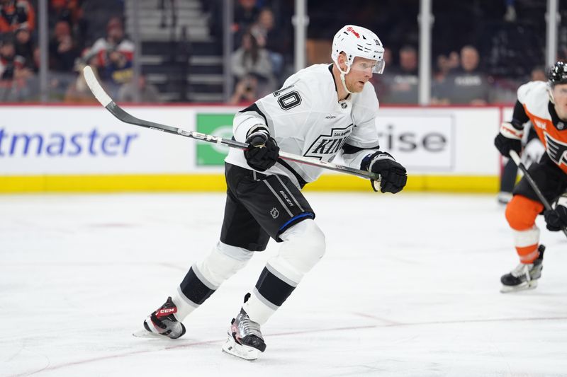 Jan 31, 2026; Philadelphia, Pennsylvania, USA; Los Angeles Kings right wing Corey Perry (10) in action against the Philadelphia Flyers in the first period at Xfinity Mobile Arena. Mandatory Credit: Kyle Ross-Imagn Images