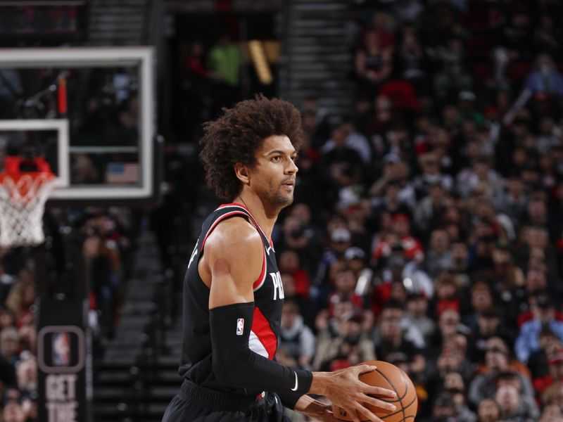 PORTLAND, OR - JANUARY 31:  Matisse Thybulle #4 of the Portland Trail Blazers handles the ball during the game  on January 31, 2024 at the Moda Center Arena in Portland, Oregon. NOTE TO USER: User expressly acknowledges and agrees that, by downloading and or using this photograph, user is consenting to the terms and conditions of the Getty Images License Agreement. Mandatory Copyright Notice: Copyright 2024 NBAE (Photo by Cameron Browne/NBAE via Getty Images)