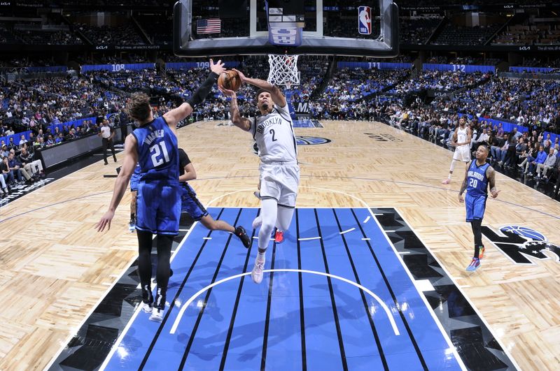 ORLANDO, FL - FEBRUARY 27: Cameron Johnson #2 of the Brooklyn Nets drives to the basket during the game against the Orlando Magic on February 27, 2024 at the Kia Center in Orlando, Florida. NOTE TO USER: User expressly acknowledges and agrees that, by downloading and or using this photograph, User is consenting to the terms and conditions of the Getty Images License Agreement. Mandatory Copyright Notice: Copyright 2024 NBAE (Photo by Fernando Medina/NBAE via Getty Images)