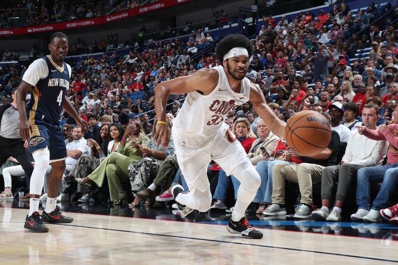 NEW ORLEANS, LA - NOVEMBER 6: Jarrett Allen #31 of the Cleveland Cavaliers drives to the basket during the game against the New Orleans Pelicans on November 6, 2024 at the Smoothie King Center in New Orleans, Louisiana. NOTE TO USER: User expressly acknowledges and agrees that, by downloading and or using this Photograph, user is consenting to the terms and conditions of the Getty Images License Agreement. Mandatory Copyright Notice: Copyright 2024 NBAE (Photo by Layne Murdoch Jr./NBAE via Getty Images)