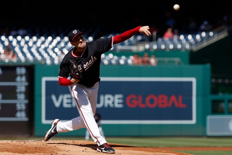 Jun 19, 2024; Washington, District of Columbia, USA; Washington Nationals starting pitcher Patrick Corbin (46) pitches against the Arizona Diamondbacks during the first inning at Nationals Park. Mandatory Credit: Geoff Burke-USA TODAY Sports