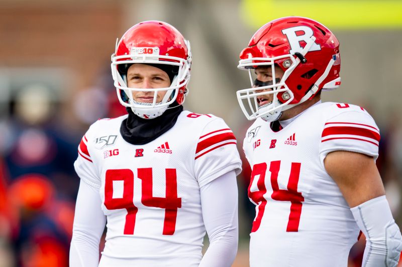 Nov 2, 2019; Champaign, IL, USA; Rutgers Scarlet Knights punter Adam Korsak (94) looks on prior to a game against the Illinois Fighting Illini at Memorial Stadium. Mandatory Credit: Patrick Gorski-USA TODAY Sports